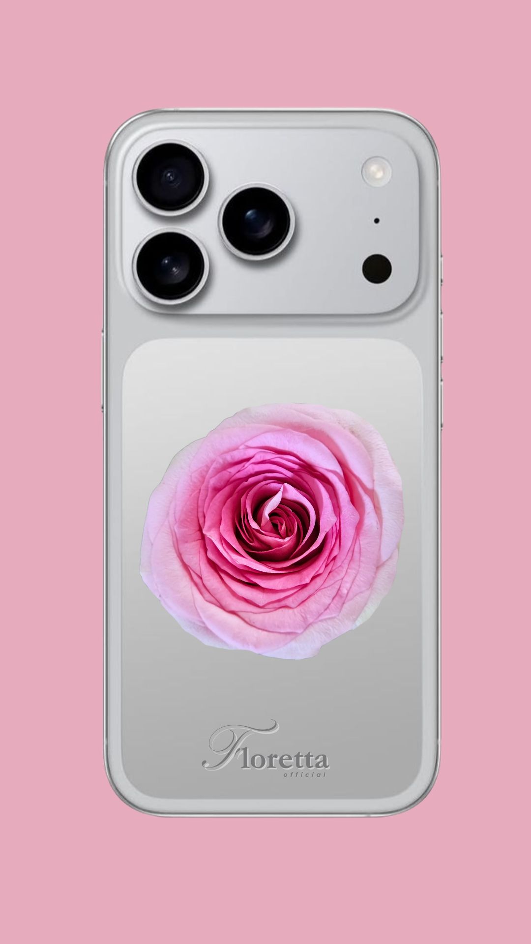 กุหลาบซ่อนกลีบชมพูขาว phone grip